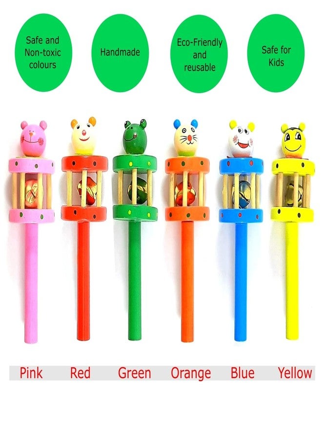 Little Mind Wooden Hand Crafted Rattle Set for Kids, Babies, Infants, Non Toxic Finished Instrument - Pack of 5- Multi Color - Image 3